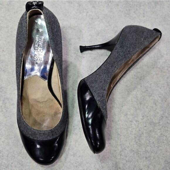 🐢 Michael Kors Presseley Cap Toe Flannel Stiletto Heel Pump Size 6.5 - Picture 1 of 13